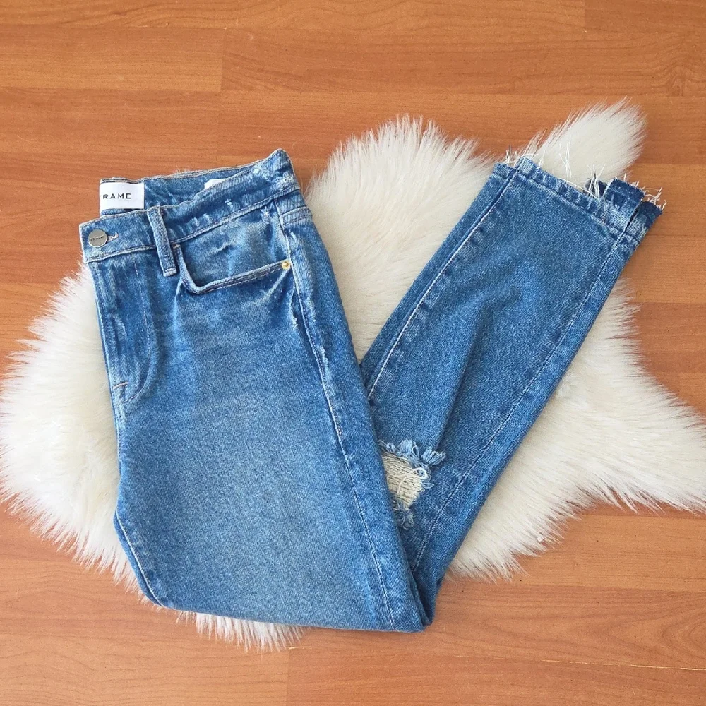 Frame Denim Women's Le High Skinny Crop Jeans Sz 25 Clarin Rips - Picture 3 of 9